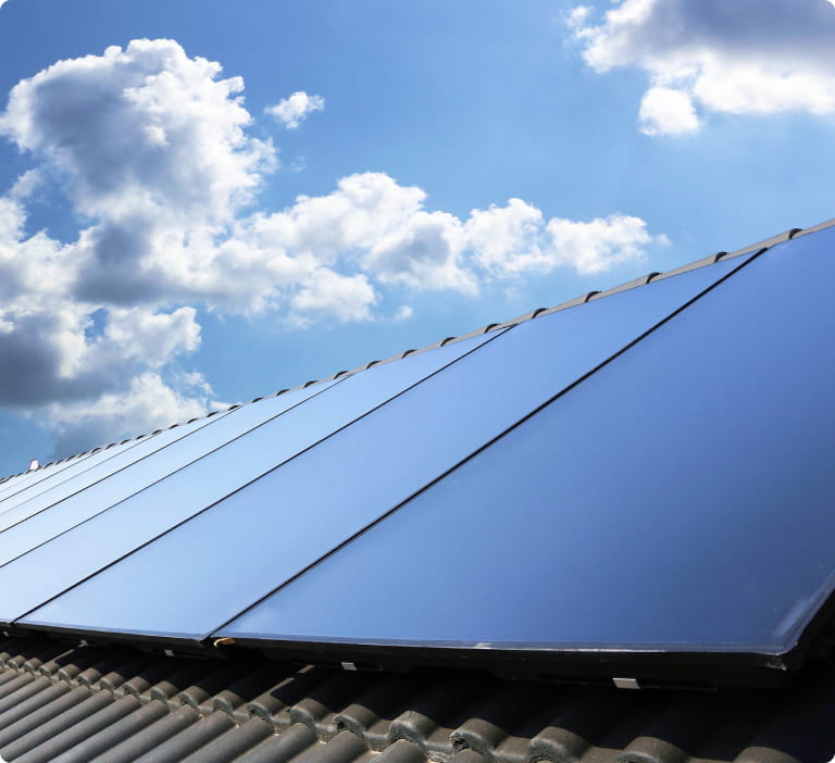 clean solar panels on a rooftop